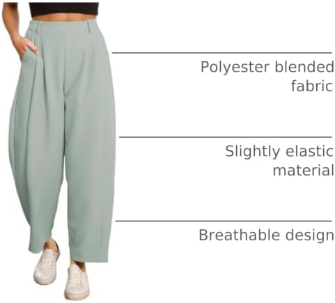 EVALESS Womens Wide Leg Barrel Pants with Pockets