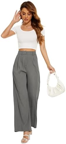 FUNYYZO Wide Leg Dress Pants for Women Work Slacks Business Casual Outfits