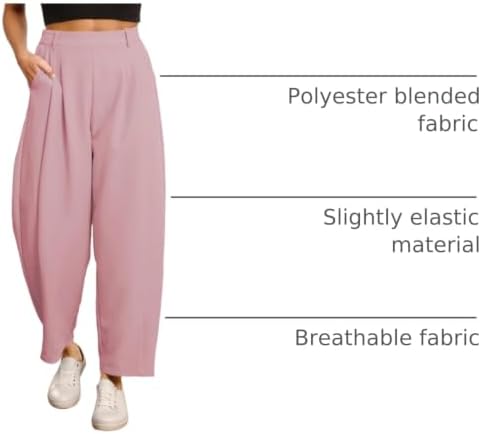 EVALESS Womens Wide Leg Barrel Pants with Pockets