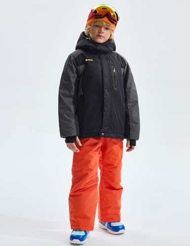 GEMYSE Boy's Waterproof Ski Snow Jacket Fleece Kids Winter Coat with Hood