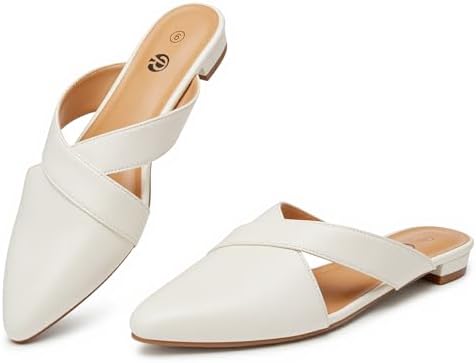 Rekayla Women's Mules Closed Pointed Toe Flats Backless Loafers Shoes for Women