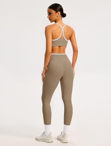 ABOCIW Workout Sets for Women 2 Piece Color Block Strappy Sports Bra High Waist Shorts Gym Yoga Pilates Outfits