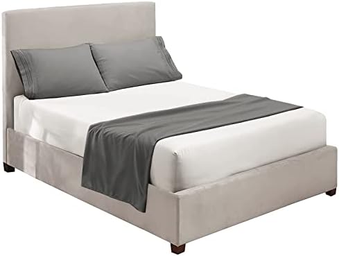 Nestl Twin XL Sheets Set - 3 Piece XL Twin Bed Sheets, Extra Soft Double Brushed Bedding for Adjustable Bed, 2 Tone White/Grey Set, White Fitted Sheet, Grey Flat Sheet, Grey Pillow Case