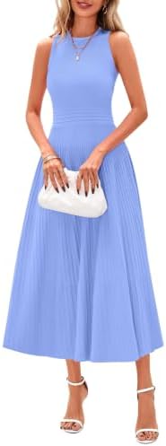 PRETTYGARDEN Women's Summer Pleated Midi Work Dress