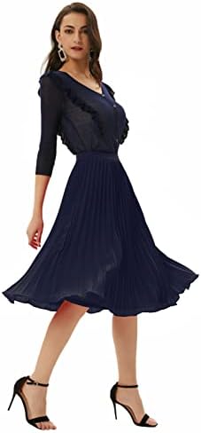 GRACE KARIN Pleated Midi Skirt for Women Chiffon A-Line Outfits