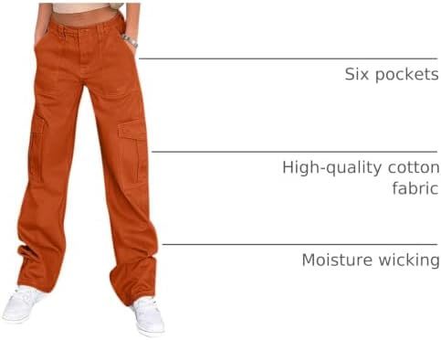 Lepunuo Cargo Pants for Women High Waisted Casual Pants Baggy Stretchy Wide Leg Y2K Streetwear with 6 Pockets