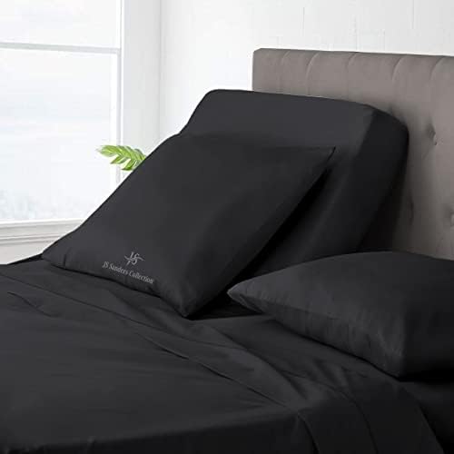 JS Sanders Collection Split Head Sheet Set Cal. King Size,Dark Grey