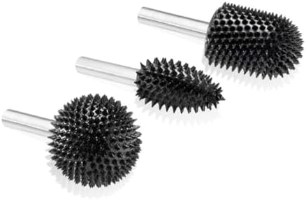 Kutzall 3-Piece Rotary Burr Kit - 1⁄4" Shaft, Very Coarse - Wood Carving Bits for Bosch, DeWalt, Milwaukee Tools - Structured Tungsten Carbide