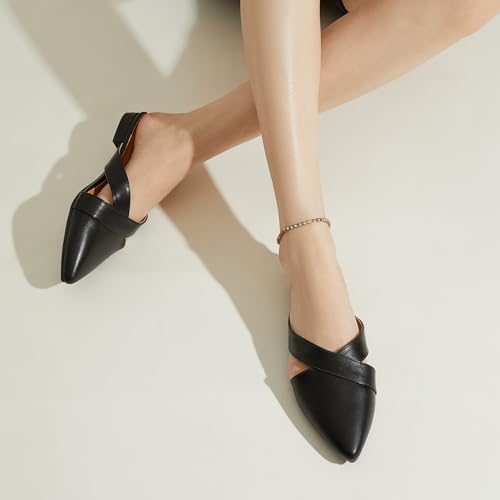 Rekayla Women's Mules Closed Pointed Toe Flats Backless Loafers Shoes for Women