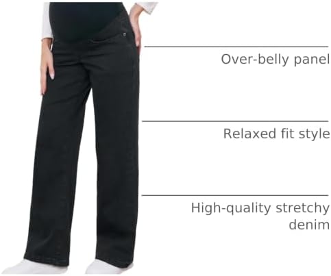 fitglam Women's Maternity Jeans Straight Leg Relaxed Fit Over Belly Pregnancy Denim Work Pants Maternity Clothes with Pockets