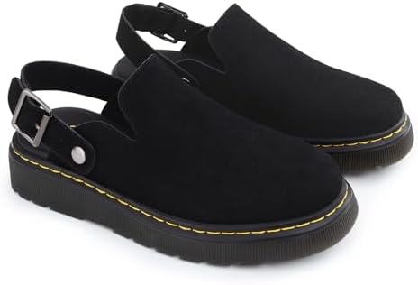 Athlefit Women's Slip On Suede Clogs with Back Strap