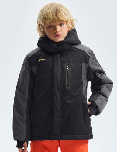 GEMYSE Boy's Waterproof Ski Snow Jacket Fleece Kids Winter Coat with Hood