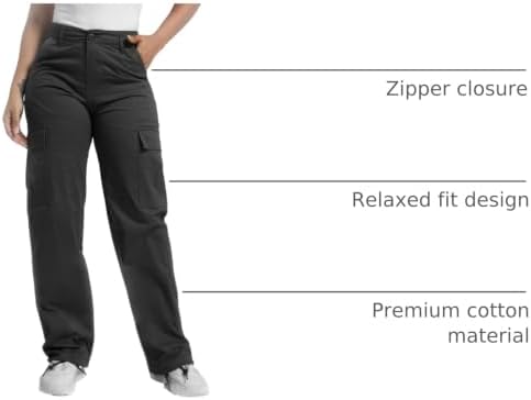 Soulsfeng Women's Baggy Cargo Pants Relaxed Fit Casual Cotton Hiking Pants with 6 Pockets