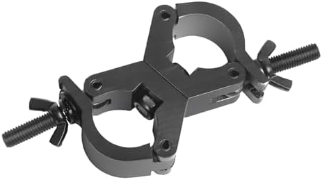 Lighting Truss Swivel Coupler Clamps for Lights, Quick Release Dual Head Truss O Clamp, 30mm-35mm Dual Swivel Tube Clamp, Wrap Around Pipe Clamp Mounting Bracket(Black)