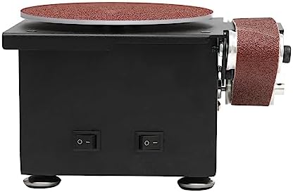 Mini Belt Disc Sande, 6-Inch Sanding Disc and 1.2 x 15-Inch Sanding Belts for Wood Metal Stone Grinding, Small Spindle Sander Machine for Curve Grinding