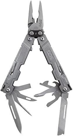 SOG PowerAccess Stainless Steel Multi-Tool Well-Rounded One-Handed Lightweight Daily Pocketable for Backcountry 18 Tools, Stone Wash