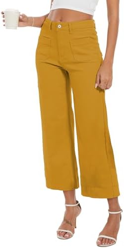 Wide Leg Jeans for Women Trendy High Waisted Flare Jeans Cropped Pants Stretchy Baggy
