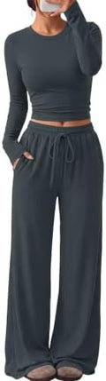 Trendy Queen Women's 2 Piece 2026 Fall Fashion Lounge Set with Pockets