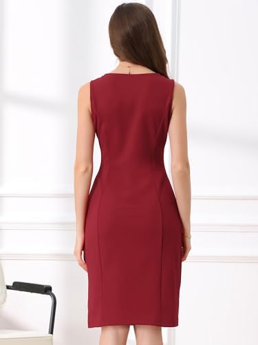 Allegra K Womens Work Sheath Dress Sleeveless Business Pencil Dresss