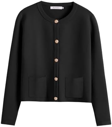 ANRABESS Women's Button Down Cropped Striped Cardigan Sweaters