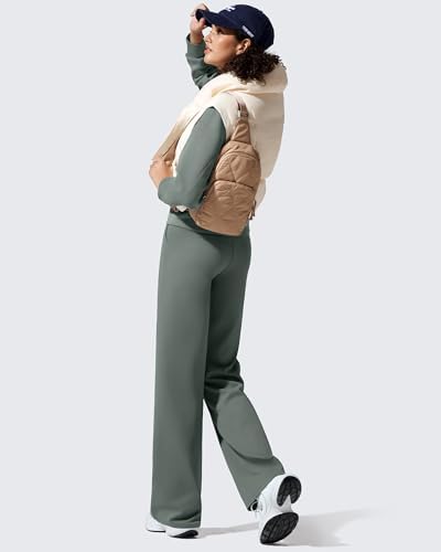 G4Free EverGoing Fleece Lined Wide Leg Pants for Women Dressy Work Casual