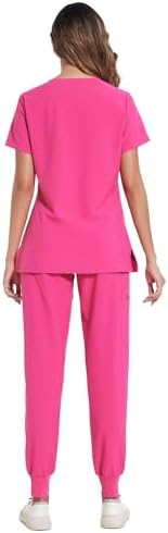 COZYFIT Scrubs for Women Set - Stretch V-Neck & Jogger Pant with 9 Pockets
