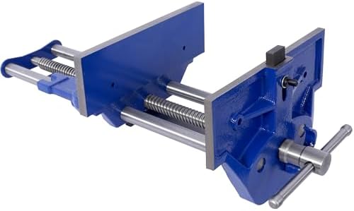 10.5 Inch Jaw Width Quick Release Woodworking Vise Heavy Duty Metal Cast Iron Workholding Clamp Tool for Woodworking and Carpentry Blue
