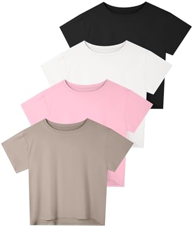 Dalavch 4/6 Pack Women's Crop Top Short Sleeve Athletic Workout Loose Fit
