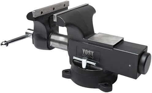 Yost HD1000-C Heavy Duty 10-Inch Mechanics Work Bench Vise | Heavy Duty Woodworking & Metal Work Table with Secure Grip Swivel Base | 60,000 PSI Casting Iron Material with Extra-large Anvil Surface