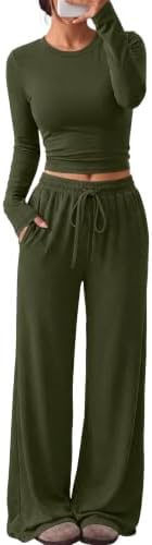 Trendy Queen Women's 2 Piece 2026 Fall Fashion Lounge Set with Pockets