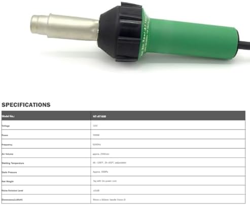 Hot Air Welding Gun PVC Professional Roofing Welding Kits 120V Welding PVC TPO EPDM Single Ply Roofing Membranes 1600W Welding Vinyl Flooring Coverings Linoleum Thermoplastics