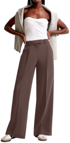 NIMIN Women Wide Leg Work Pants High Waisted Dress Trousers with Pockets