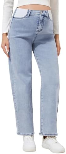 fitglam Women's Maternity Jeans Straight Leg Relaxed Fit Over Belly Pregnancy Denim Work Pants Maternity Clothes with Pockets