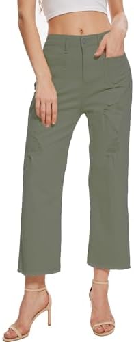 Wide Leg Jeans for Women Trendy High Waisted Flare Jeans Cropped Pants Stretchy Baggy