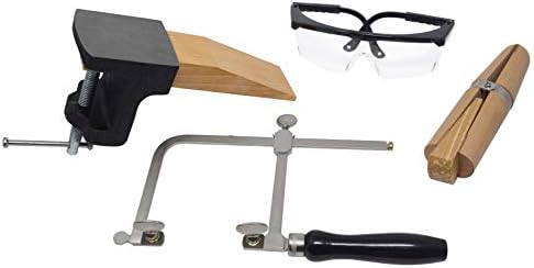 Jewelers Bench Jewelers Saw Frame Tool Set Bench Pin Anvil Block with Clamp Saw Frame Ring Clamp Metal Jewelry Making Kit