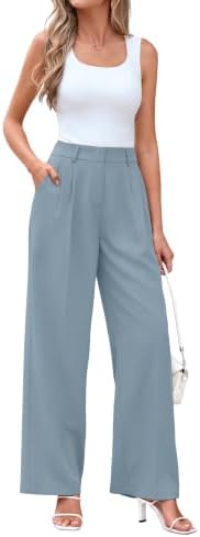 KICZOY Women Casual Wide Leg Dress Pants High Waist Lightweight Flowy Pants