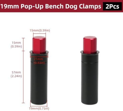 19mm Pop-Up Bench Dog Woodworking Bench Dog Clamp Poping Up Table Baffle Plate Planing Stopper Limit Block for MFT Tables and DIY Projects 2Pcs
