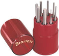 Starrett Drive Pin Punch Set, 1/16"-5/16" Dia, 4" Length, Set of 8