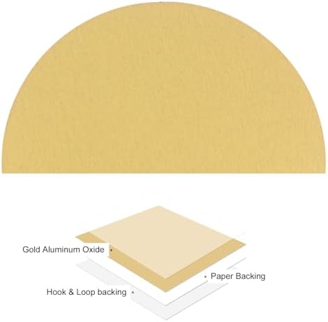 50pcs No Hole Sanding Discs- [ 8 Inch 120 Grit ] Round Hook and Loop Grip Sanding Pads Sheet Sandpaper for Automotive Woodworking Metal Polishing Use| Gold, Aluminum Oxide