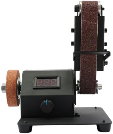 Sanding Machine, 350W Electric Bench Sander Disc Sander with 10 Abrasive Belts, Tabletop Random Orbital Sander Belt Sander for Woodworking, DIY, Metal, Stone Black 110V 0-8500r/min