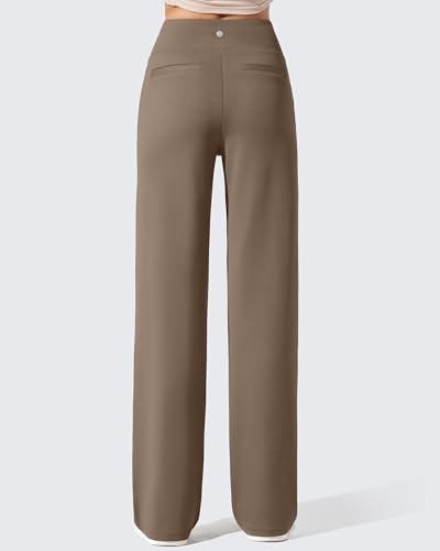 G4Free EverGoing Fleece Lined Wide Leg Pants for Women Dressy Work Casual