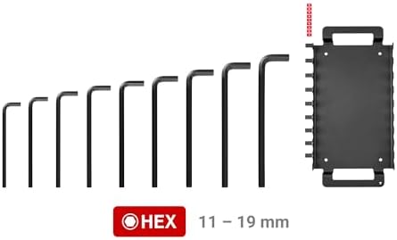 TEKTON Flat End Hex L-Key Set with Rack, 9-Piece | KLX92201 | 11 - 19 mm, Rack