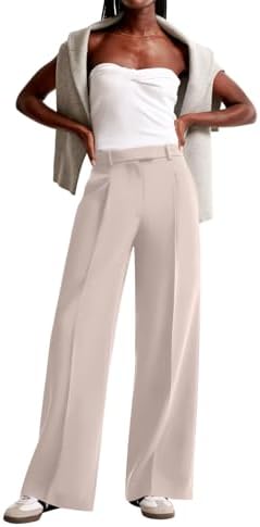 NIMIN Women Wide Leg Work Pants High Waisted Dress Trousers with Pockets
