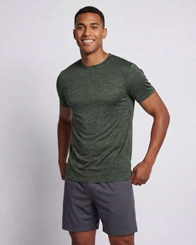 5 Pack Men's Dry Fit Workout T Shirts Crew Neck Athletic Gym Running Tees