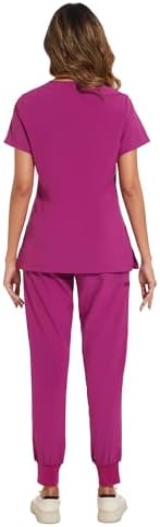 COZYFIT Scrubs for Women Set - Stretch V-Neck & Jogger Pant with 9 Pockets