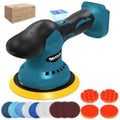 Cordless Car Buffer Polisher Kit Compatible with Makita 18V Battery(NO Battery),6"Brushless DA Random Polishing Machine, 8 Variable Speed 5500RPM for Car Detailing,14Pcs Accessories