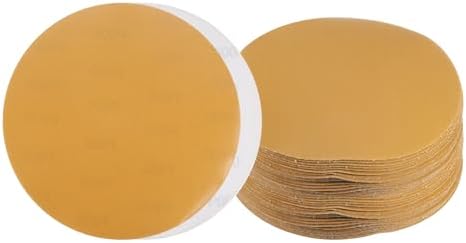 50pcs No Hole Sanding Discs- [ 8 Inch 600 Grit ] Round Hook and Loop Grip Sanding Pads Sheet Sandpaper for Automotive Woodworking Metal Polishing Use| Gold, Aluminum Oxide