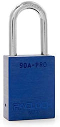 PACLOCK's 90A-PRO Padlock, 1/4" Diameter Hard. Steel Shackle, 1-1/2" Tall, High Performance 7-Pin Cylinder w/ 1 Key, Keyed Alike, Blue