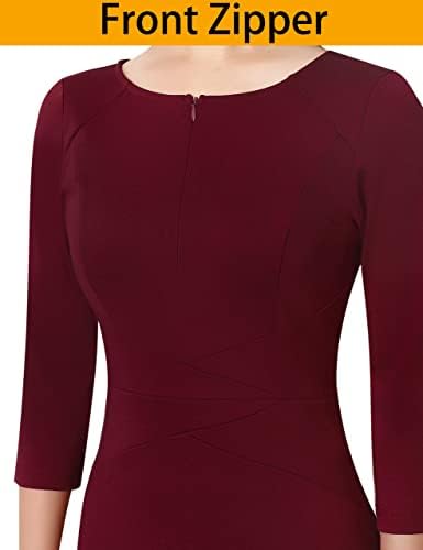 VFSHOW Womens Work Business Office Zipper Up Slim Bodycon Sheath Dress