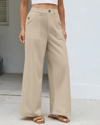 Bsubseach Womens Cotton Linen Pants Wide Leg Work Casual Pants